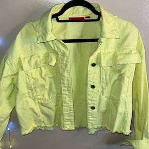 Jennifer lopez neon‎ denim distressed jacket